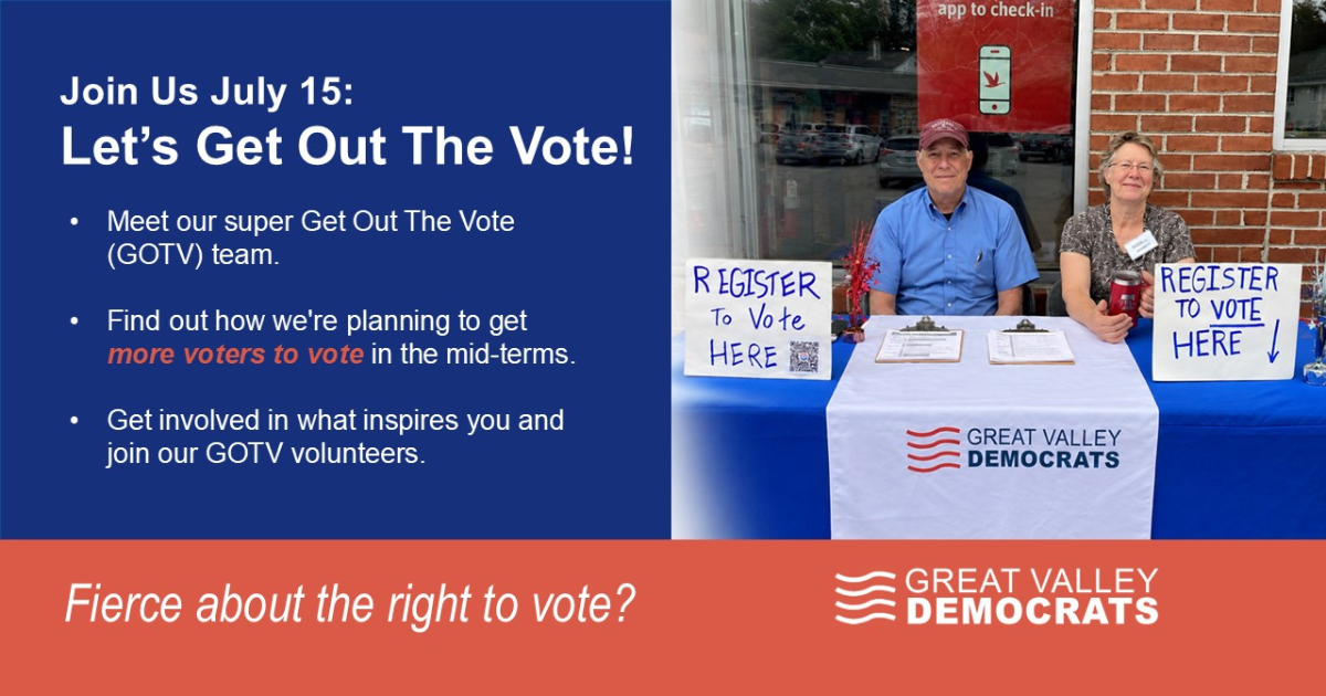 Man and woman at a voter registration table, Let's Get OUt The Vote