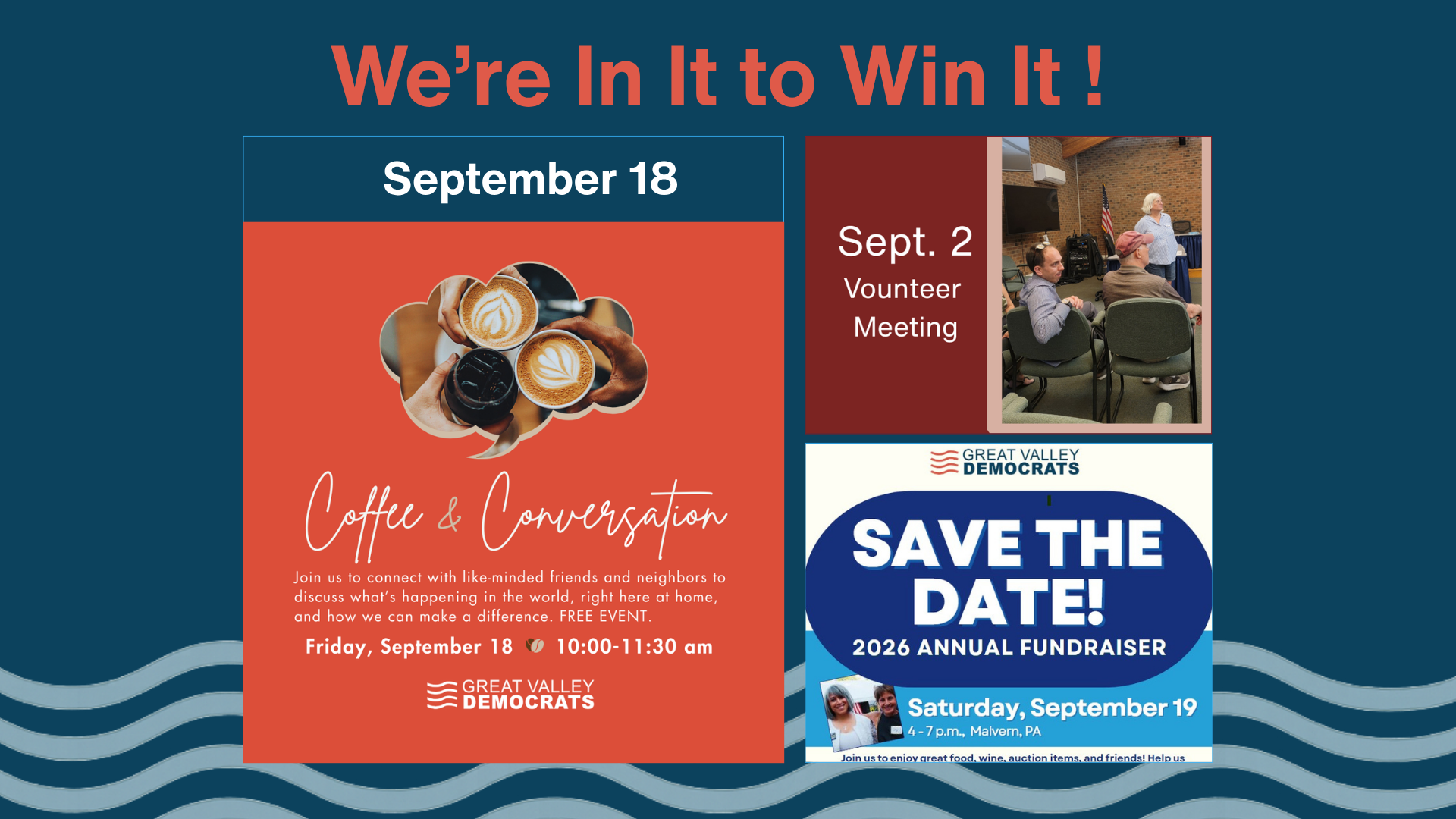 Events on Sept. 2, Sept. 18, Sept. 19